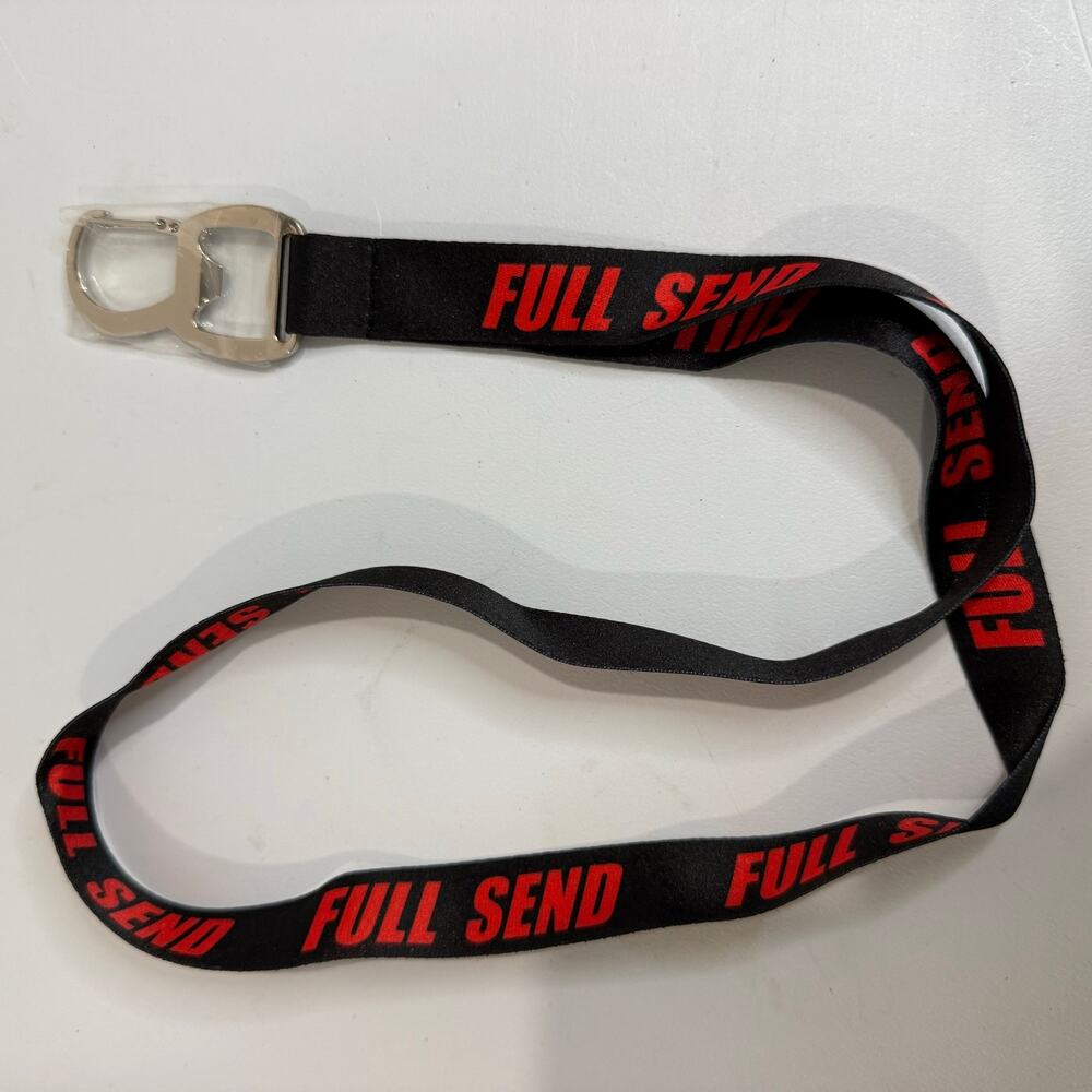 Full Send Bottle Opener Lanyard Authentic NELK Black Red New Metal Keychain